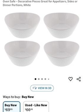 White Ceramic Serving Bowls - Set of 4